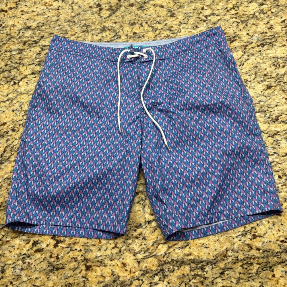 Bonobos Mens Swim Trunks Blue Purple Geometric Triangle Board Shorts Size 34 ws